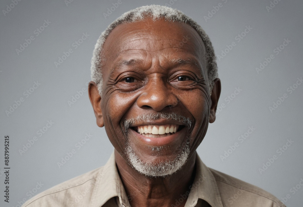 Portrait view of a regular happy smiling Angola old man, ultra realistic, candid, social media, avatar image, plain solid background Portrait view of a regular happy smiling Angola old man, ultra realistic, candid, social media, avatar image, plain solid background