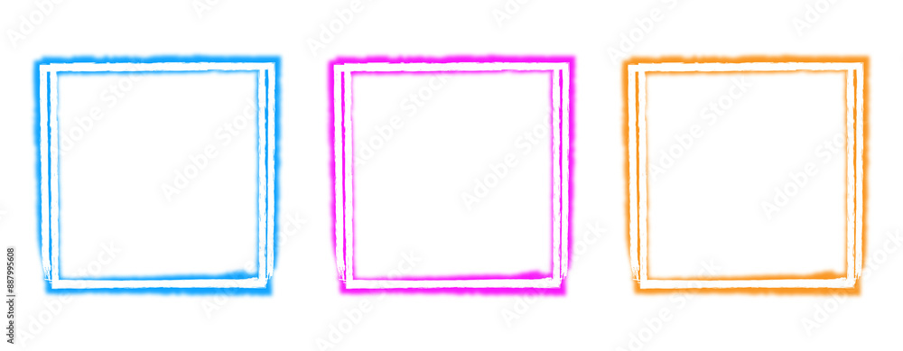 Set of blank neon square frame design elements Set of blank neon square frame design elements