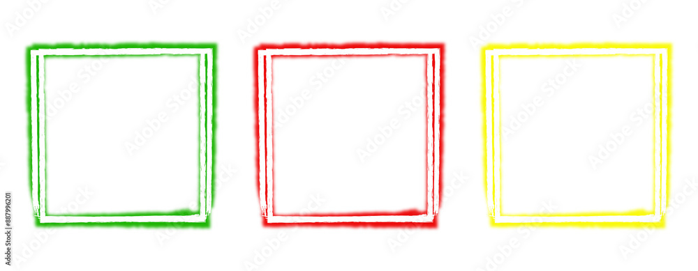Set of blank neon square frame design elements