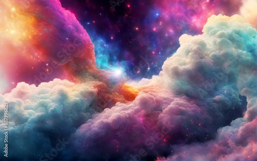 Abstract colorful galaxy nebular with stars and smoke on the space in universe background