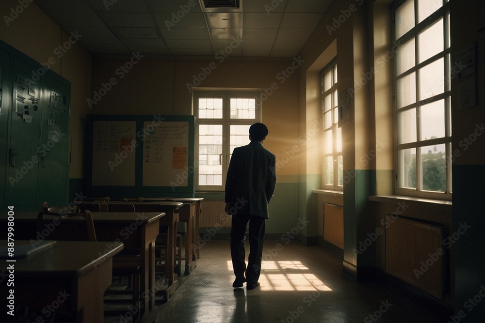 silhouette of a person in a corridor silhouette of a person in a corridor