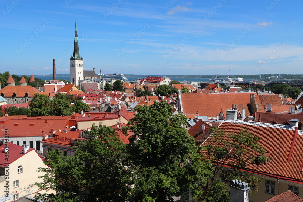 View, from a viewpoint in central Tallinn, towards the old medieval part of the city, full of old historical buildings, Estonia View, from a viewpoint in central Tallinn, towards the old medieval part of the city, full of old historical buildings, Estonia