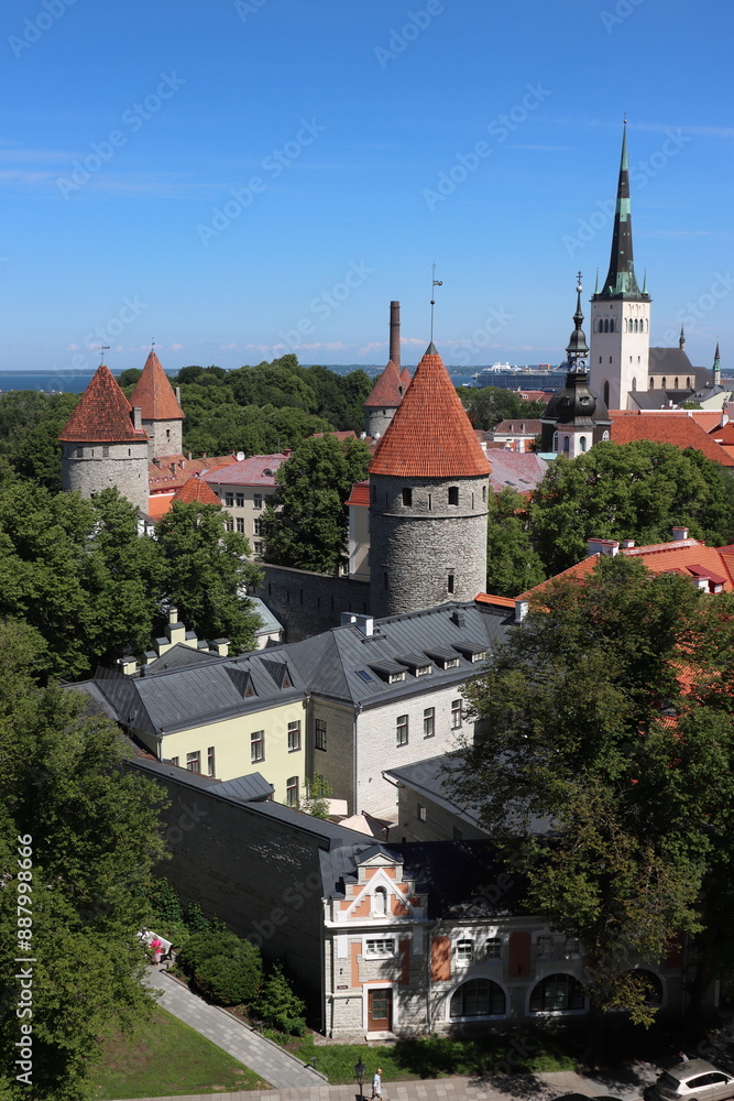 View, from a viewpoint in central Tallinn, towards the old medieval part of the city, full of old historical buildings, Estonia View, from a viewpoint in central Tallinn, towards the old medieval part of the city, full of old historical buildings, Estonia