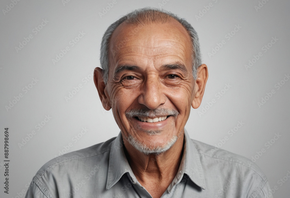 Portrait view of a regular happy smiling Tunisia old man, ultra realistic, candid, social media, avatar image, plain solid background Portrait view of a regular happy smiling Tunisia old man, ultra realistic, candid, social media, avatar image, plain solid background