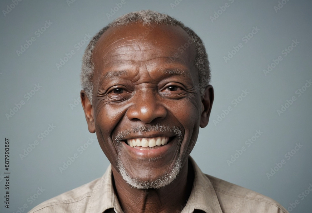Portrait view of a regular happy smiling Zimbabwe old man, ultra realistic, candid, social media, avatar image, plain solid background Portrait view of a regular happy smiling Zimbabwe old man, ultra realistic, candid, social media, avatar image, plain solid background