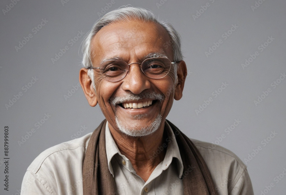 Portrait view of a regular happy smiling India old man, ultra realistic, candid, social media, avatar image, plain solid background Portrait view of a regular happy smiling India old man, ultra realistic, candid, social media, avatar image, plain solid background