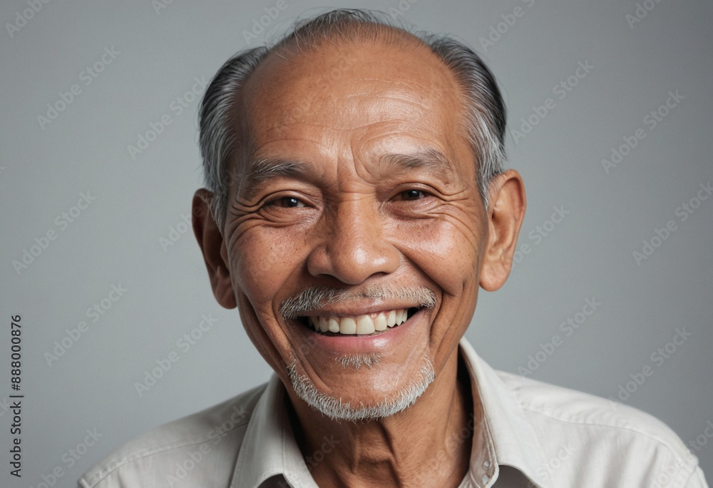 Portrait view of a regular happy smiling Philippines old man, ultra realistic, candid, social media, avatar image, plain solid background Portrait view of a regular happy smiling Philippines old man, ultra realistic, candid, social media, avatar image, plain solid background
