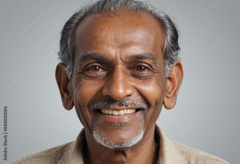 Portrait view of a regular happy smiling Sri Lanka old man, ultra realistic, candid, social media, avatar image, plain solid background Portrait view of a regular happy smiling Sri Lanka old man, ultra realistic, candid, social media, avatar image, plain solid background
