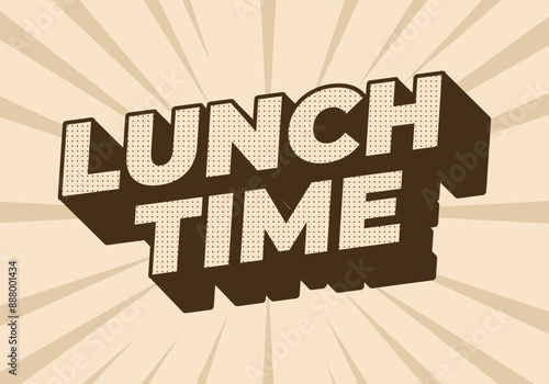 Lunch time. Text effect in 3D style with good colors