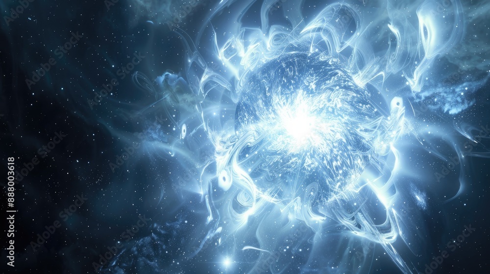 A depiction of a neutron star, with intense gravitational forces and surrounding stars. A depiction of a neutron star, with intense gravitational forces and surrounding stars.