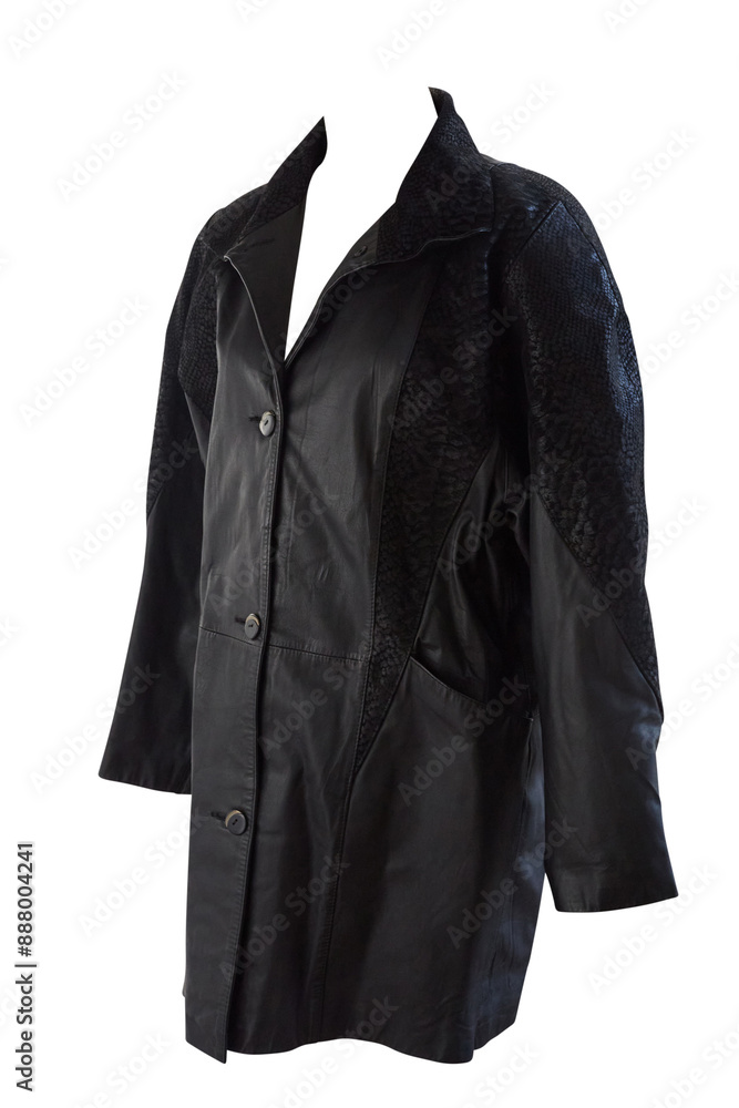 Stylish black coat. Product photo with no background.
Stylish black coat. Product photo with no background.