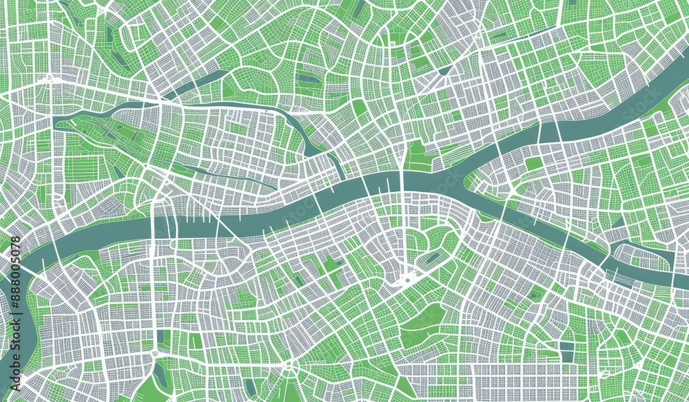 Obraz premium Abstract Green City Map Design