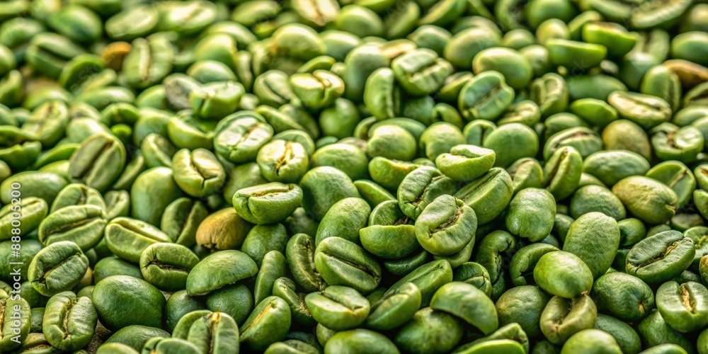 Freshly harvested green coffee beans scattered on a transparent background, showcasing their natural beauty and varying shapes, with soft focus and warm lighting. Freshly harvested green coffee beans scattered on a transparent background, showcasing their natural beauty and varying shapes, with soft focus and warm lighting.