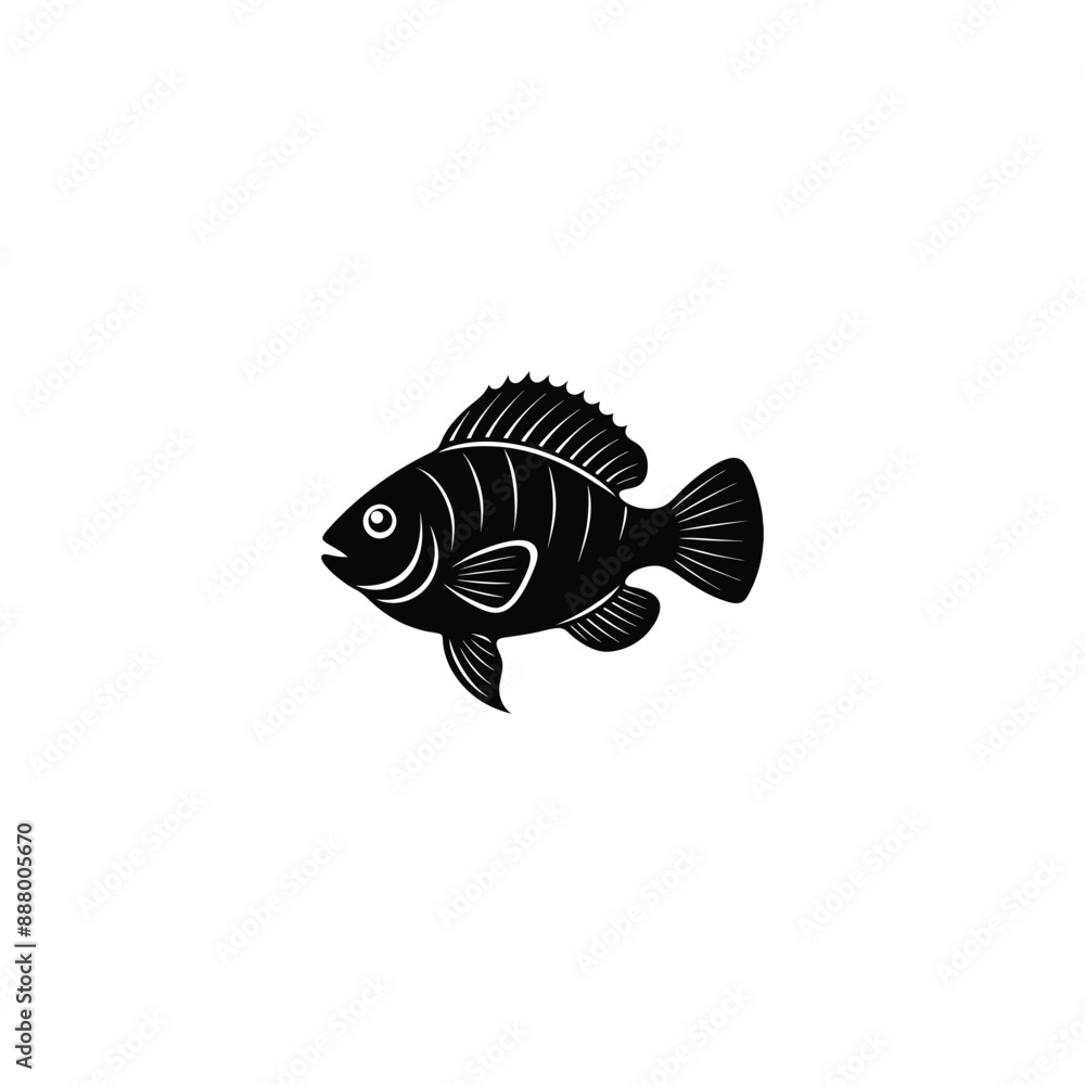 bluegill fish, vector illustration, black silhouette bluegill fish, vector illustration, black silhouette