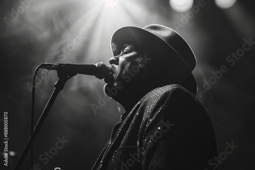 A Black And White Moment From A Soulful R&B Concert Performance