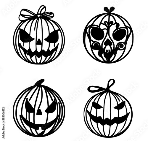 set of halloween pumpkins