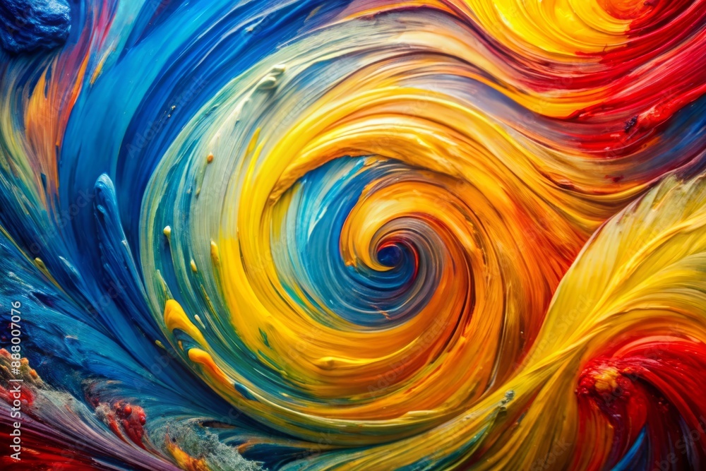 Vibrant colors swirl together in abstract harmony, blending strokes of blue, yellow, and red on a textured oil on canvas artwork, creating a dynamic background. Vibrant colors swirl together in abstract harmony, blending strokes of blue, yellow, and red on a textured oil on canvas artwork, creating a dynamic background.
