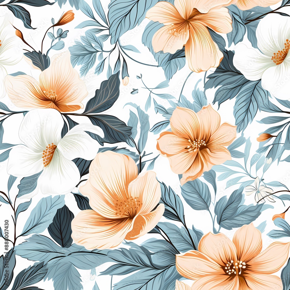 custom made wallpaper toronto digitalA detailed, elegant floral pattern for textile or wallpaper design, perfect for stylish home decor.