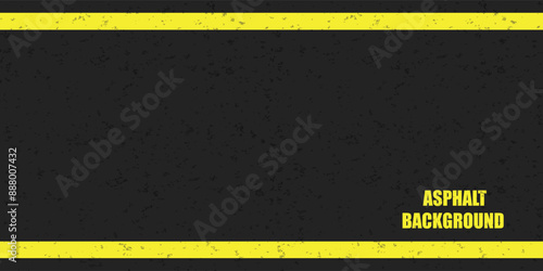 Asphalt road texture background of black tarmac surface. Asphalt road with yellow line of traffic lane, highway or roadway background for racing with tar or tarmac texture