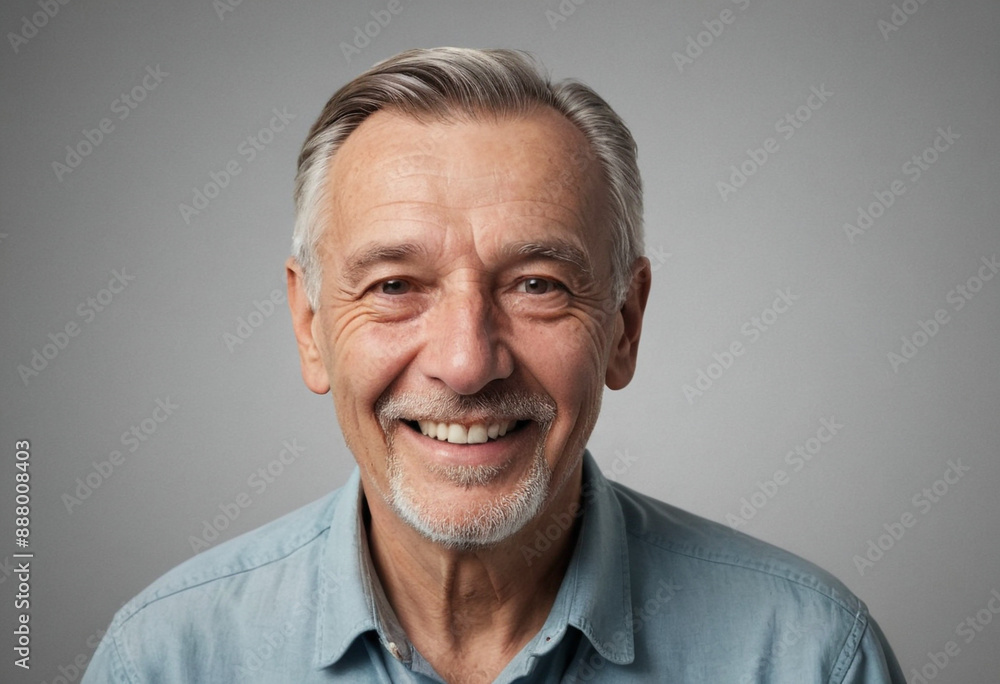 Portrait view of a regular happy smiling Croatia old man, ultra realistic, candid, social media, avatar image, plain solid background Portrait view of a regular happy smiling Croatia old man, ultra realistic, candid, social media, avatar image, plain solid background