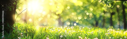 Lush Meadow Sunlit with Vibrant Spring Colors