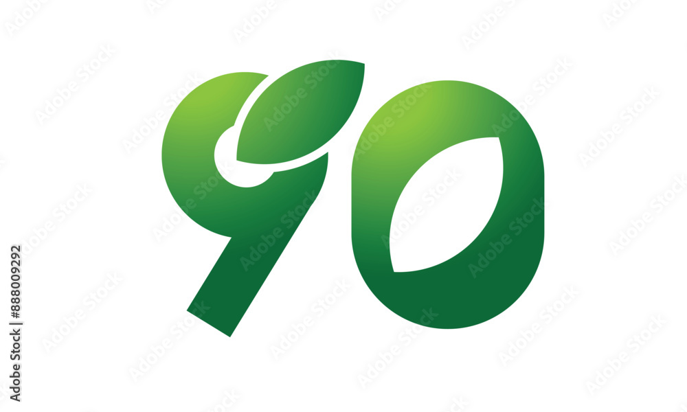90 Leaf Logo Number Green Simple Nature 90 Leaf Logo Number Green Simple Nature