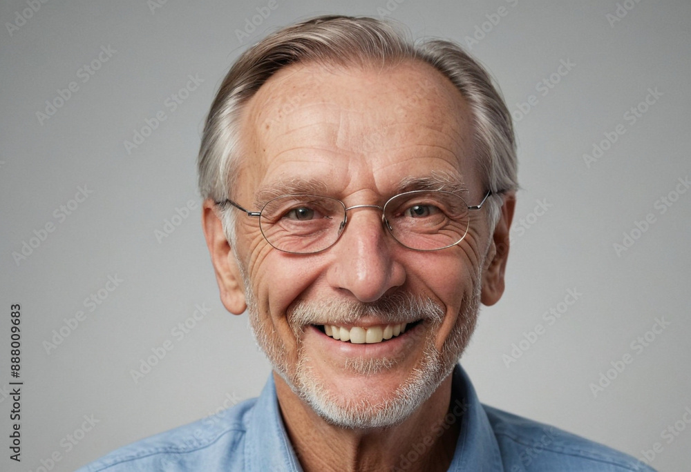 Portrait view of a regular happy smiling Slovenia old man, ultra realistic, candid, social media, avatar image, plain solid background Portrait view of a regular happy smiling Slovenia old man, ultra realistic, candid, social media, avatar image, plain solid background