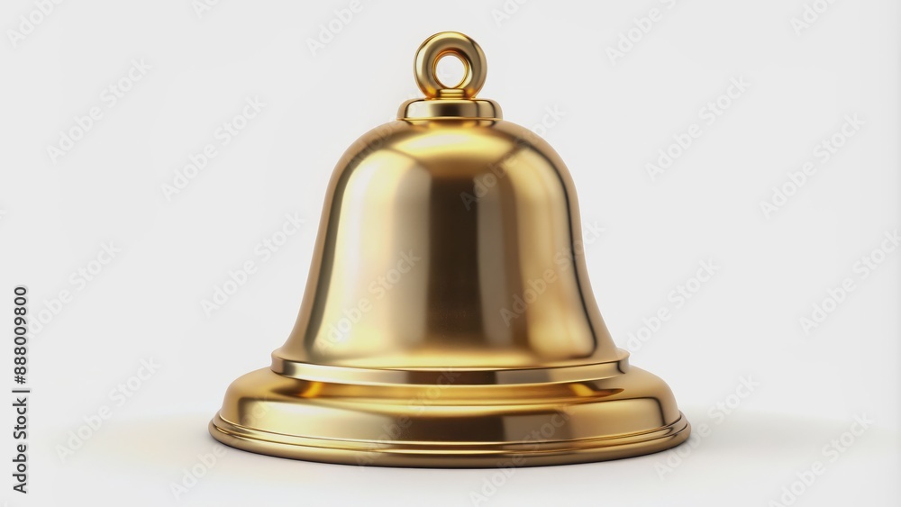 A solitary golden bell with a shiny surface and intricate details is isolated on a clean white background, symbolizing clarity and simplicity. A solitary golden bell with a shiny surface and intricate details is isolated on a clean white background, symbolizing clarity and simplicity.