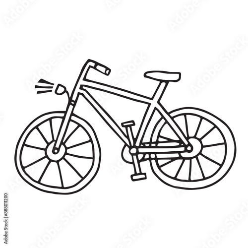 Hand drawn doodle bicycle with flashlight.