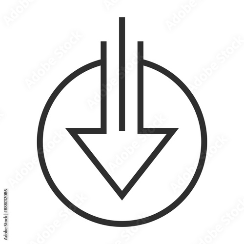 Download arrow with circle outline icon, editable vector illustration and transparent graphic element. Isolated on white background