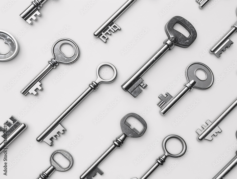 a group of keys on a white background a group of keys on a white background