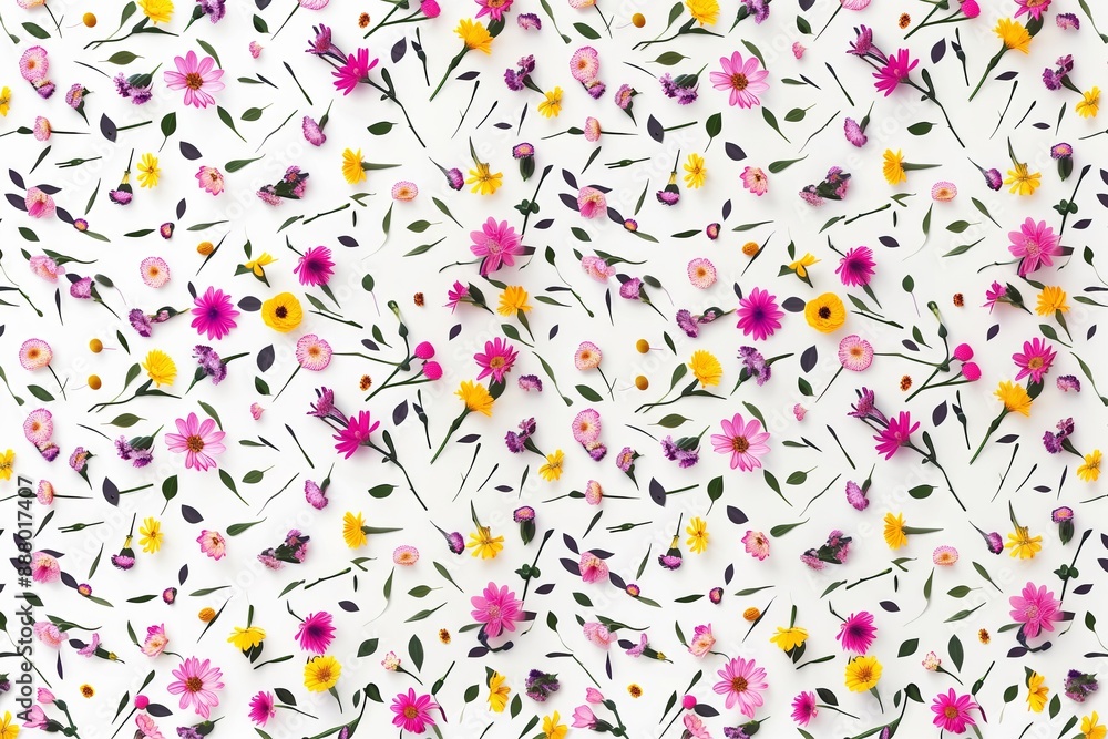 A flowery pattern with pink and yellow flowers. The flowers are scattered all over the image, creating a sense of abundance and beauty. The colors of the flowers are bright and cheerful A flowery pattern with pink and yellow flowers. The flowers are scattered all over the image, creating a sense of abundance and beauty. The colors of the flowers are bright and cheerful