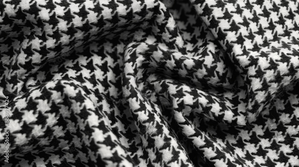 Black and White Houndstooth Fabric Texture. Black and White Houndstooth Fabric Texture.