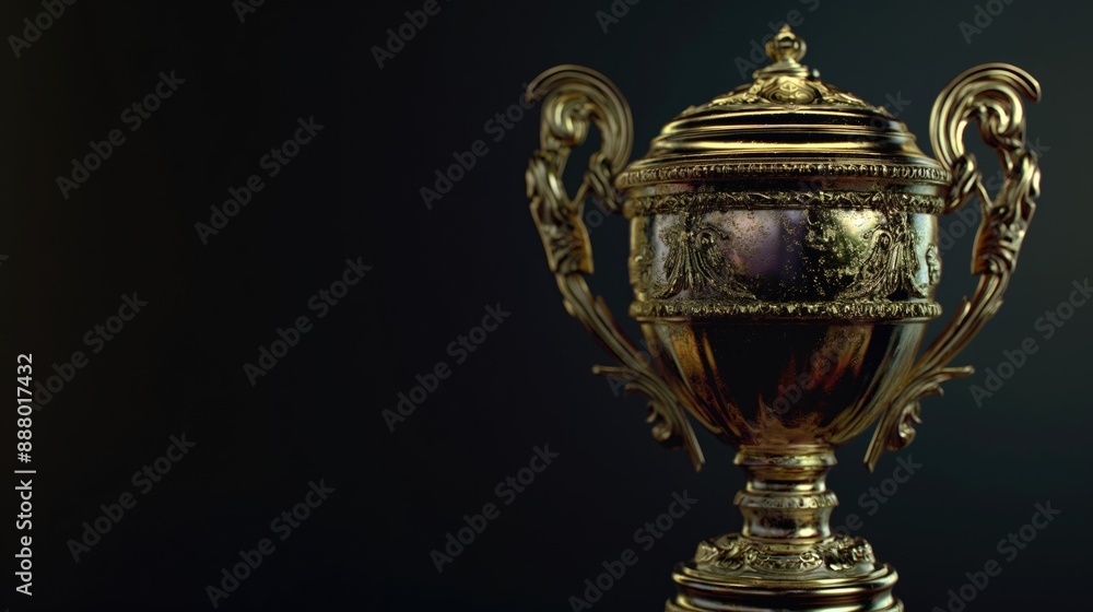 Champion golden trophy on black background. Champion golden trophy on black background.