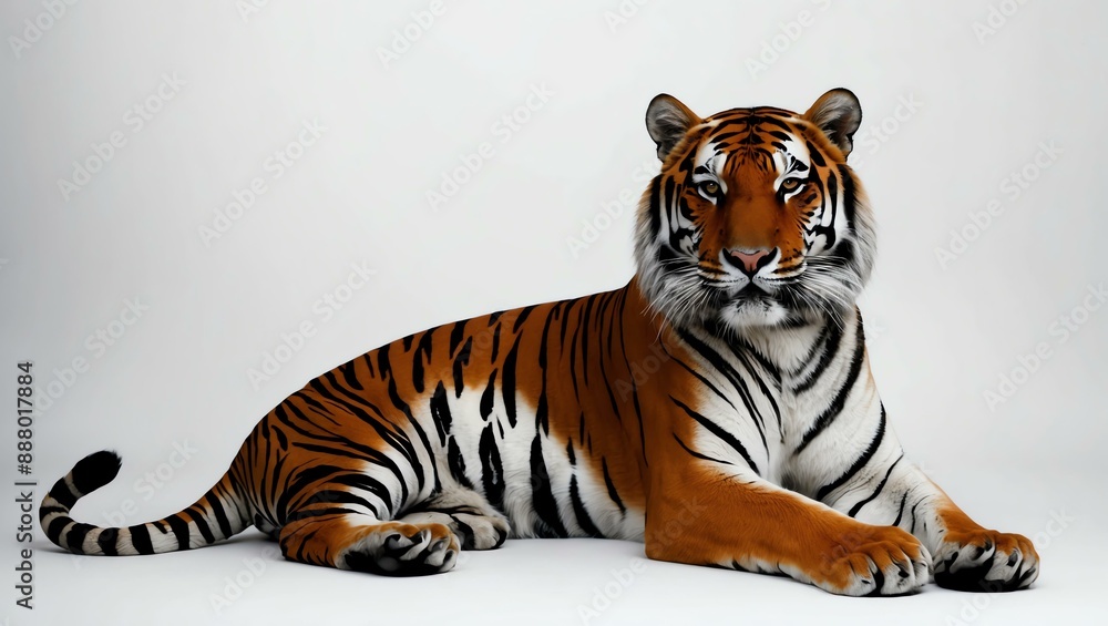 Obraz premium single tiger sitting silhouette in white background