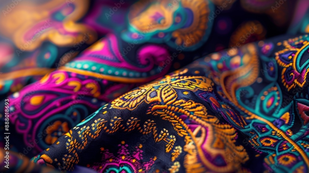 Colorful Paisley Fabric Texture. Colorful Paisley Fabric Texture.