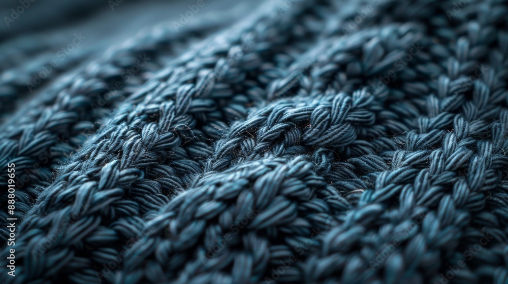 Blue Knitted Fabric Texture Closeup. Blue Knitted Fabric Texture Closeup.