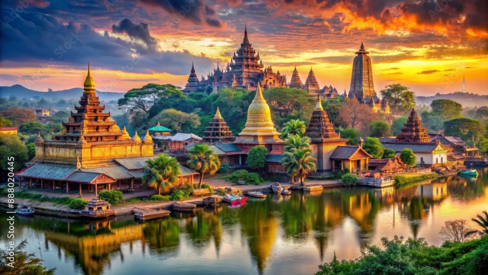 Obraz premium Vibrant colors of ancient temples, exotic markets, and majestic landscapes in stunning travel destinations, showcasing cultural richness and adventure awaiting to be explored.