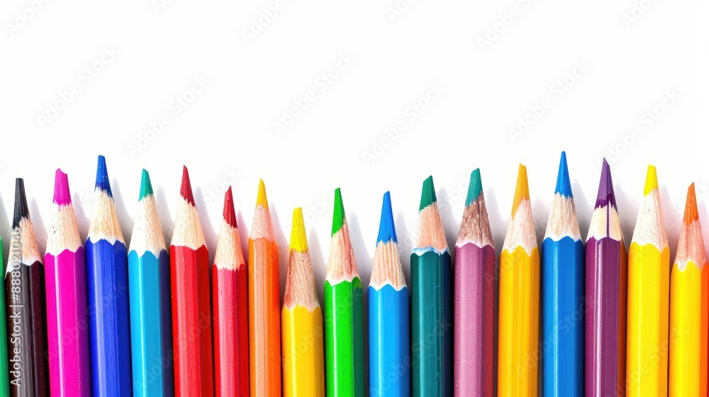 Back to school concept with colored pencils on white background Back to school concept with colored pencils on white background
