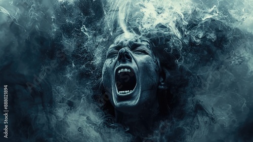 Chaotic Mind Unleashed: Visual Representation of Schizophrenia with Disturbing Hallucinations in Dark Environment | Trendy 2024 Textures