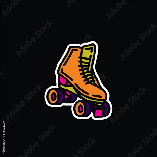 Original vector illustration. A contour icon. Vintage roller skates.