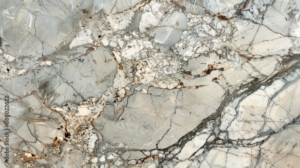Naklejka premium Gray Marble Texture with Veins and Cracks.