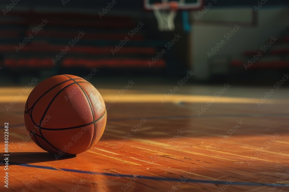 A basketball sitting on a hardwood court A basketball sitting on a hardwood court