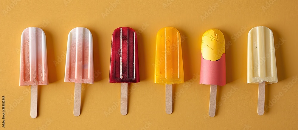 Artistic paper popsicle sculpture with copy space image part of handcrafted paper art and craft A modern and minimalist interpretation of a popular food item reflecting a trendy hobby Artistic paper popsicle sculpture with copy space image part of handcrafted paper art and craft A modern and minimalist interpretation of a popular food item reflecting a trendy hobby