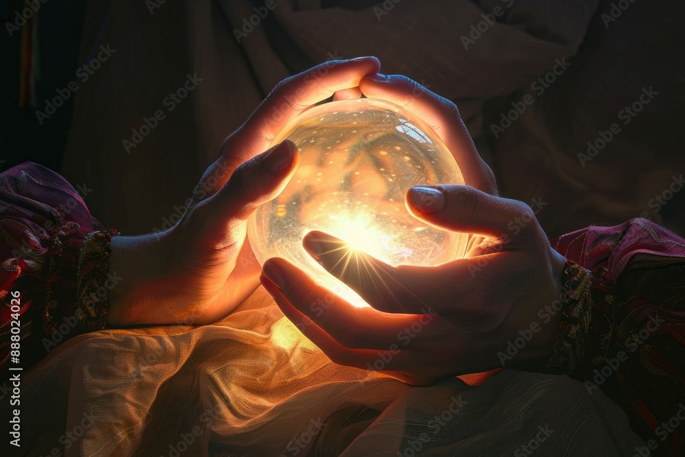Fototapeta premium Hands Cradling Enchanted Crystal Ball