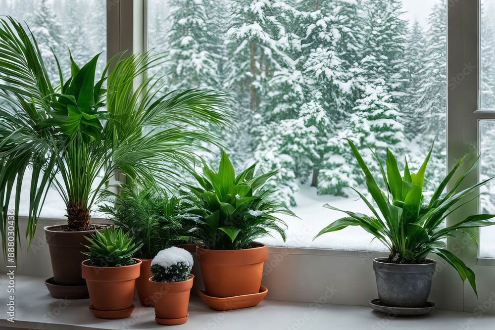 A fragment of the interior with potted indoor plants. Landscaping of the house. The concept of indoor plants and urban jungle. A fragment of the interior with potted indoor plants. Landscaping of the house. The concept of indoor plants and urban jungle.