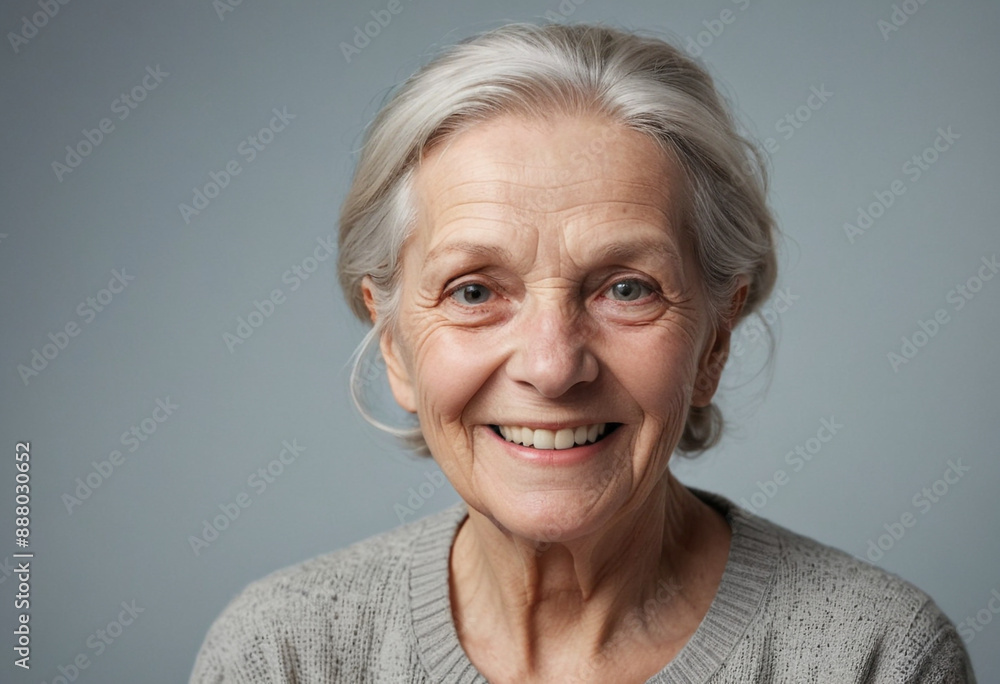 Portrait view of a regular happy smiling Sweden old woman, ultra realistic, candid, social media, avatar image, plain solid background Portrait view of a regular happy smiling Sweden old woman, ultra realistic, candid, social media, avatar image, plain solid background
