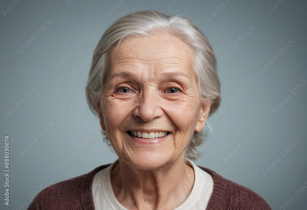 Portrait view of a regular happy smiling Sweden old woman, ultra realistic, candid, social media, avatar image, plain solid background Portrait view of a regular happy smiling Sweden old woman, ultra realistic, candid, social media, avatar image, plain solid background