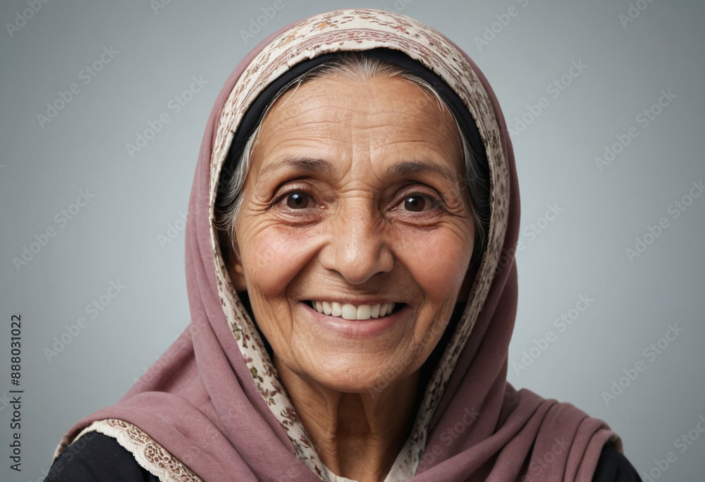 Portrait view of a regular happy smiling Yemen old woman, ultra realistic, candid, social media, avatar image, plain solid background Portrait view of a regular happy smiling Yemen old woman, ultra realistic, candid, social media, avatar image, plain solid background
