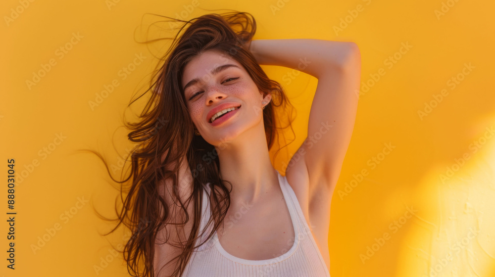 Casual Cool: Exuding Effortless Style in a Relaxed Ensemble Against a Vibrant Yellow Casual Cool: Exuding Effortless Style in a Relaxed Ensemble Against a Vibrant Yellow